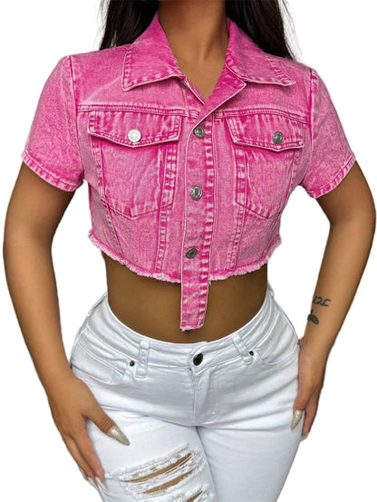 Veste en jean à manches courtes pour femmes