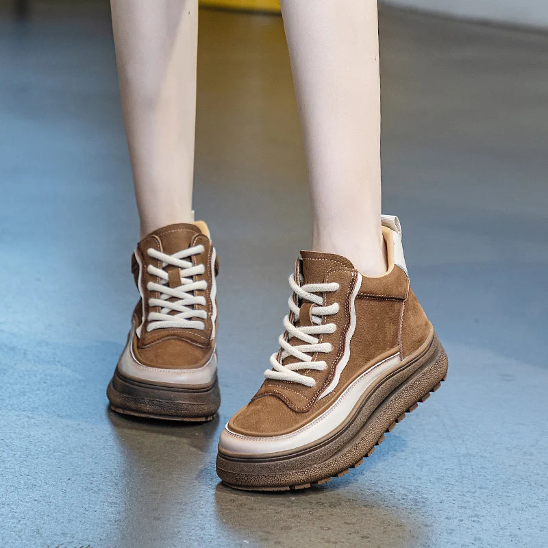 Baskets en cuir véritable pour femmes