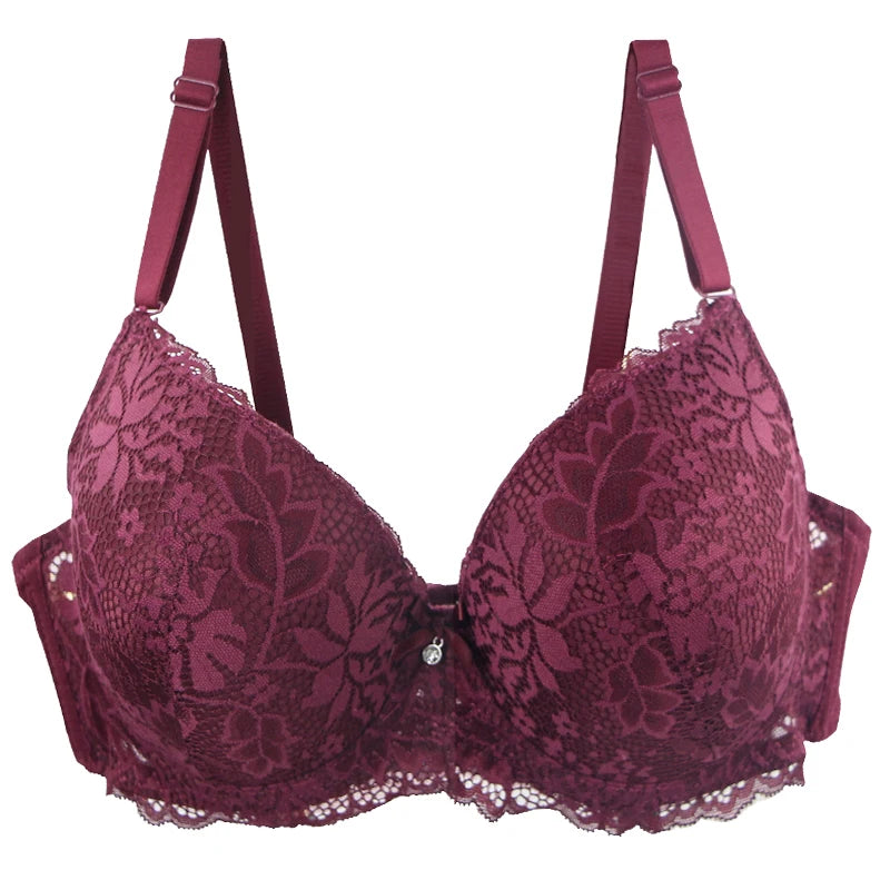 Soutien-gorge push-up sexy en dentelle avec nœud floral pour femmes