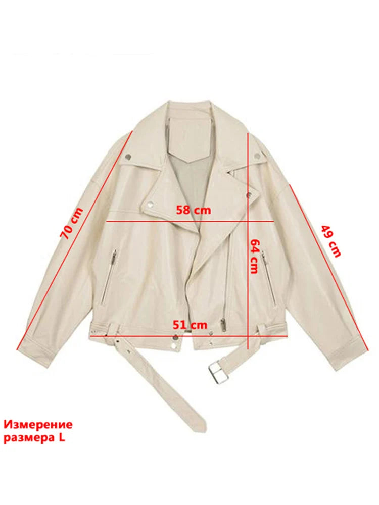 Veste en cuir Pu pour femme avec ceinture