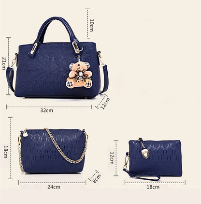 Sac à main de luxe en cuir PU pour femmes, lot de 4 pièces, sacoches de styliste, portefeuille