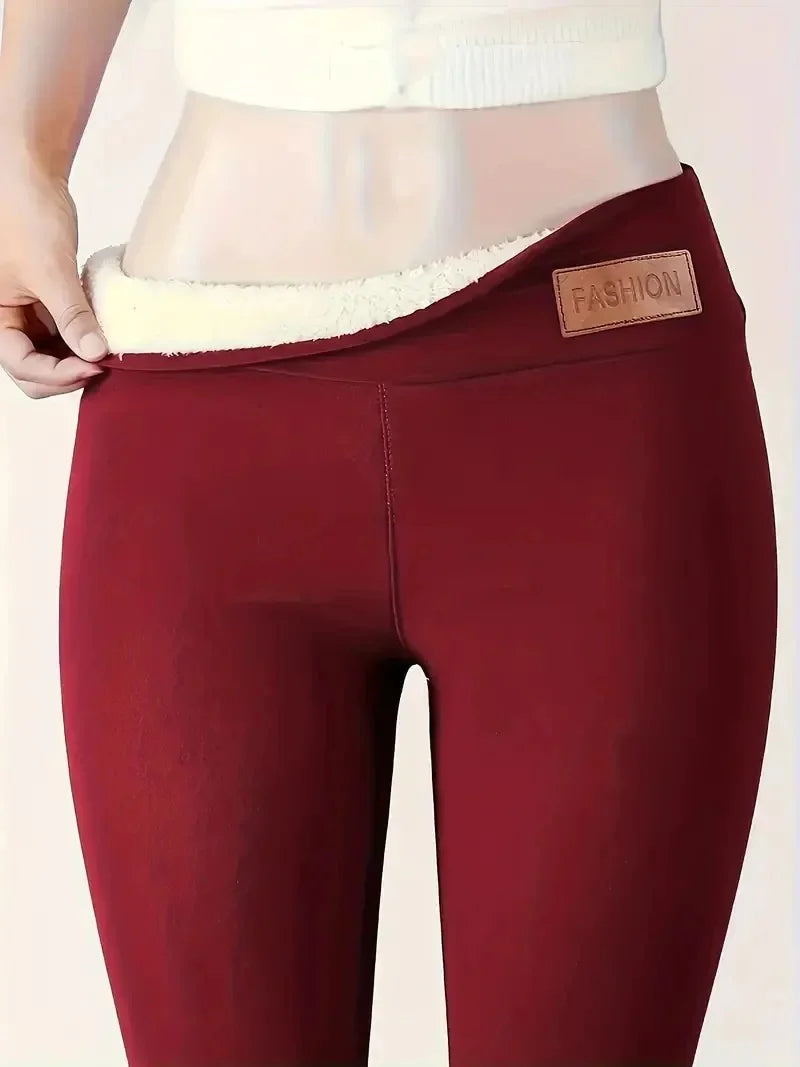 Leggings taille haute en velours d'agneau épais pour femmes