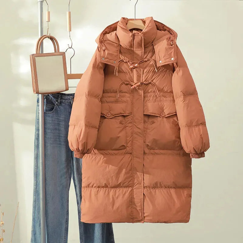 Manteau mi-longue à capuche pour femme