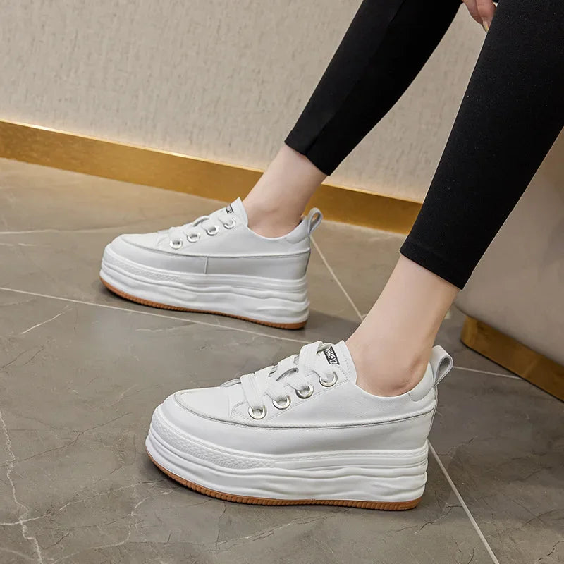 Baskets à plateforme en cuir pour femmes