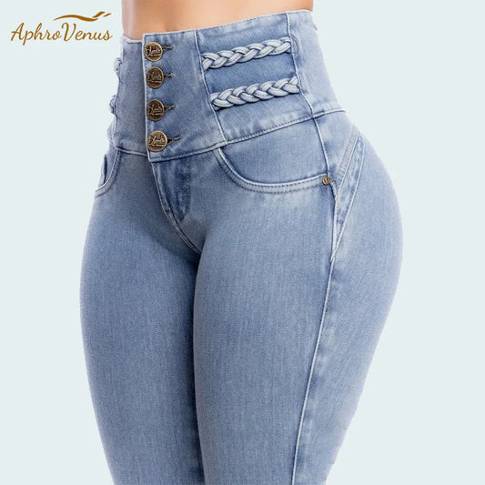 Jean taille haute en Denim pour femmes