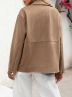 Veste ample rétro en faux cuir souple pour femme