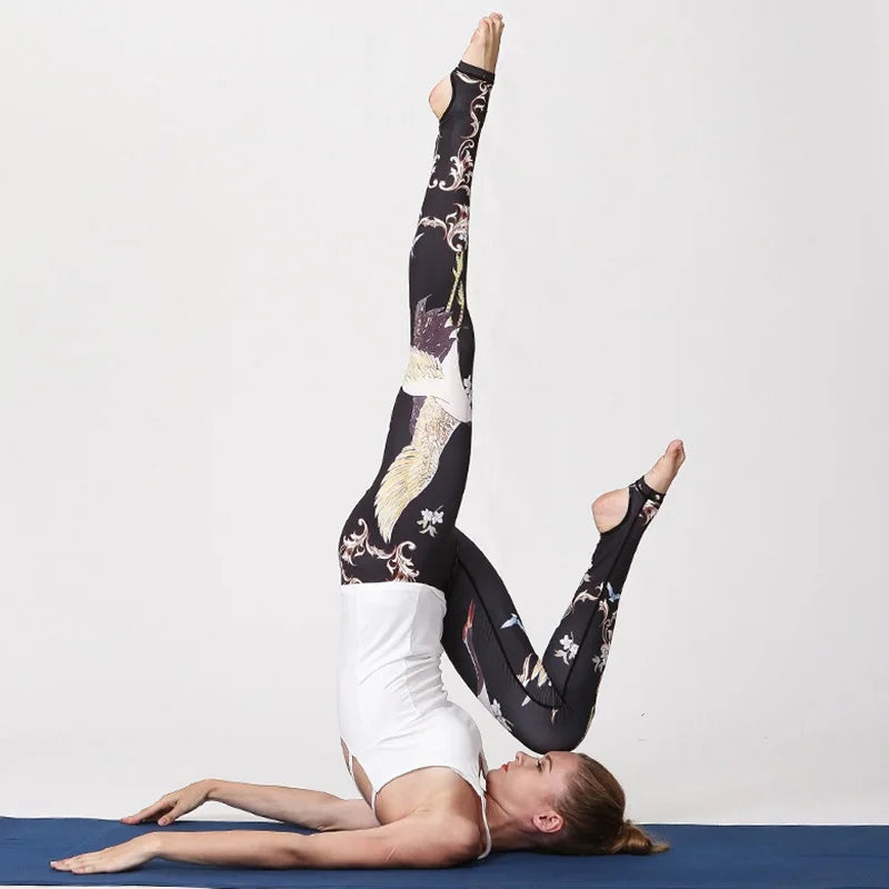 Leggings de sport à fleurs taille haute pour femme