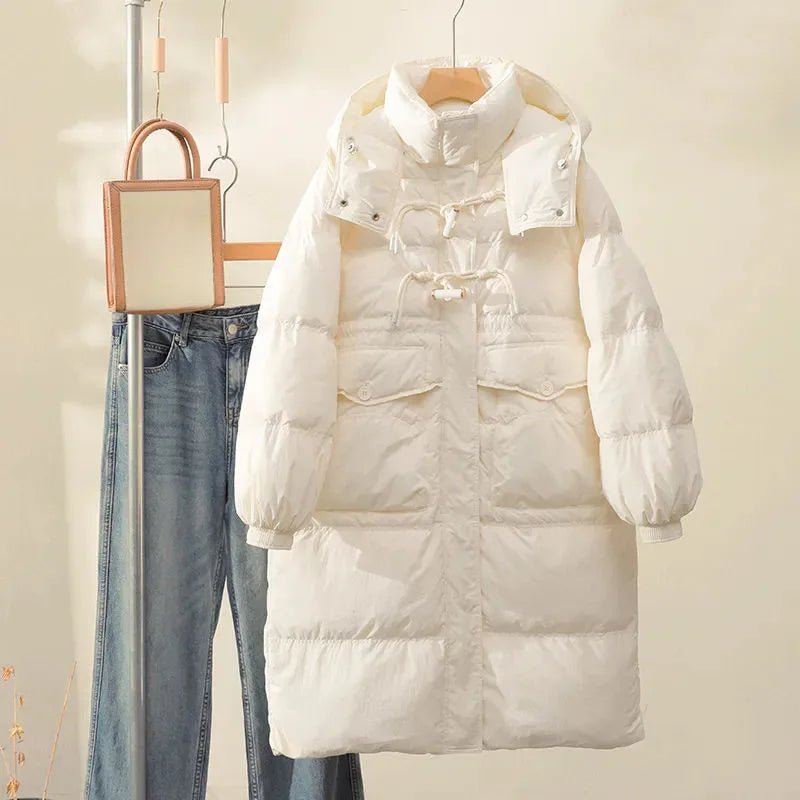 Manteau mi-longue à capuche pour femme