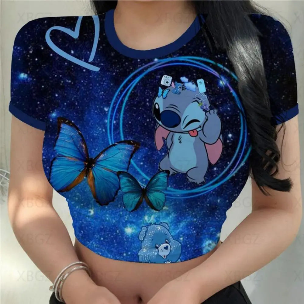 T-shirt Disney stitch  pour femmes haut court