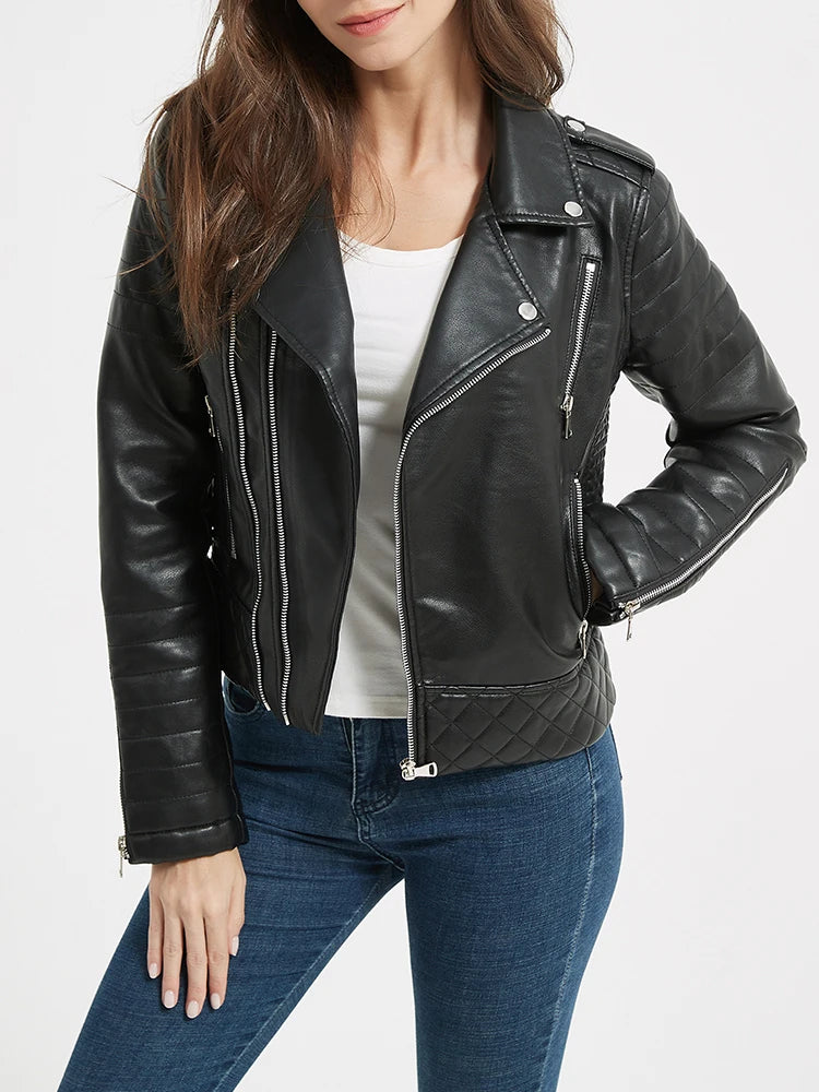 veste en simili cuir pour femmes