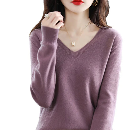 Pull chaud pour femmes, coupe cintrée, col en v