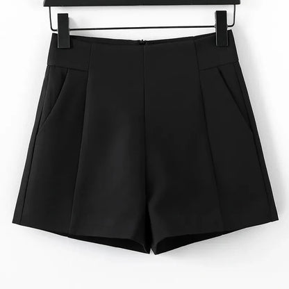 Short en mousseline de soie pour femme, taille haute, ligne A, décontracté, jambes larges