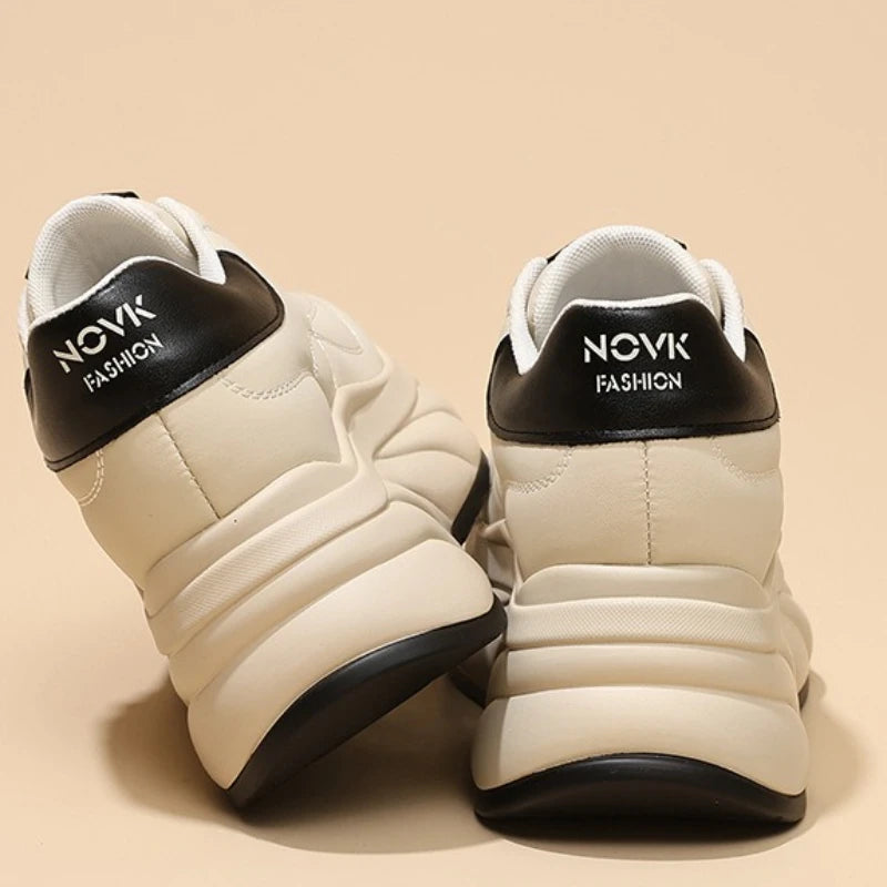 baskets en cuir véritable pour femmes