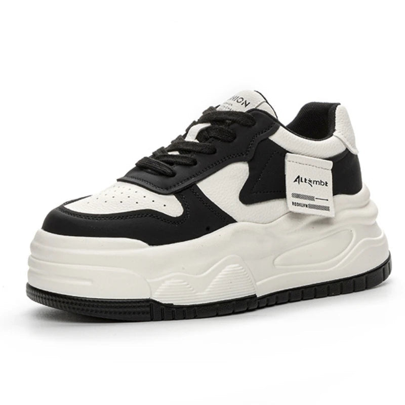 Baskets compensées en cuir de vache véritable pour femme