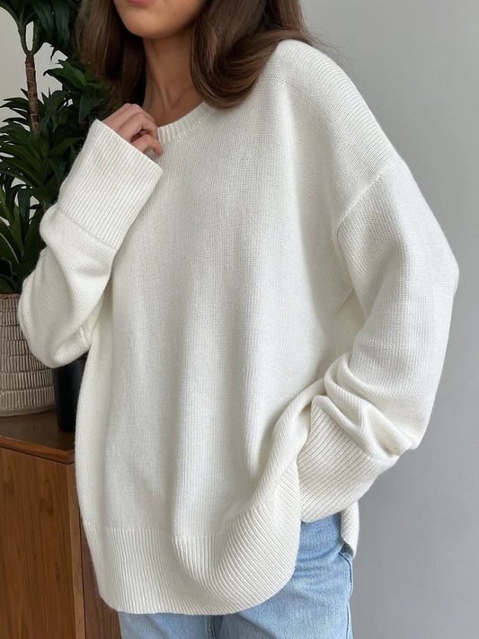 Pull à Col Rond pour Femme, Vêtement Fendu