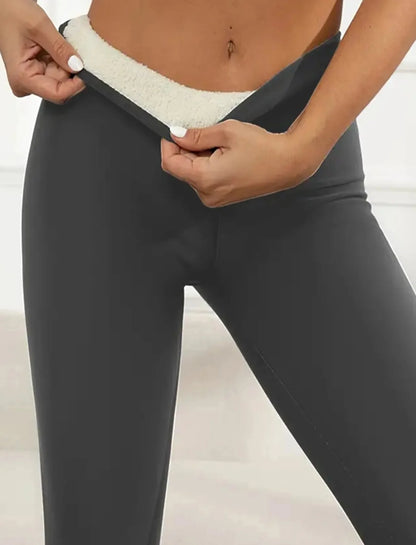 Leggings taille haute en velours d'agneau épais pour femmes