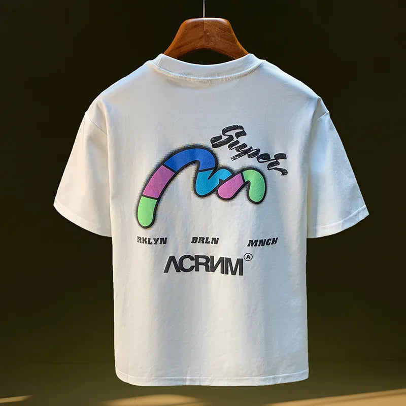 T-shirt à manches courtes imprimé brodé pour hommes