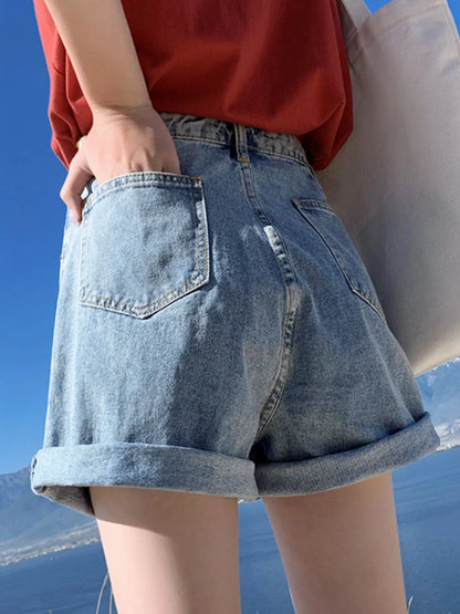 Shorts en jean décontracté pour femme coupe ample