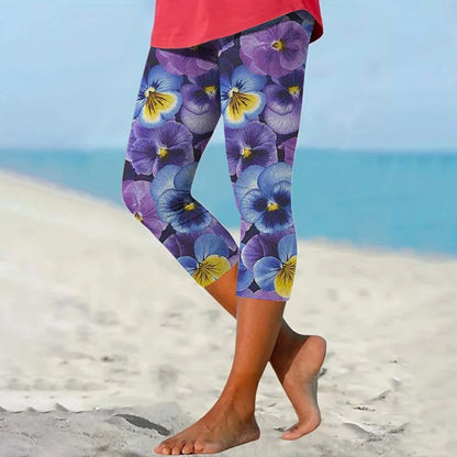 Leggings d'été à imprimé floral pour femmes