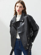 Blouson en similicuir PU femme noir pour femmes