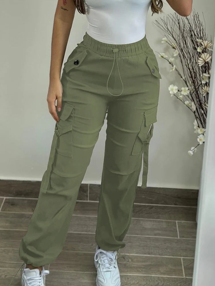 Pantalon cargo taille haute pour femme