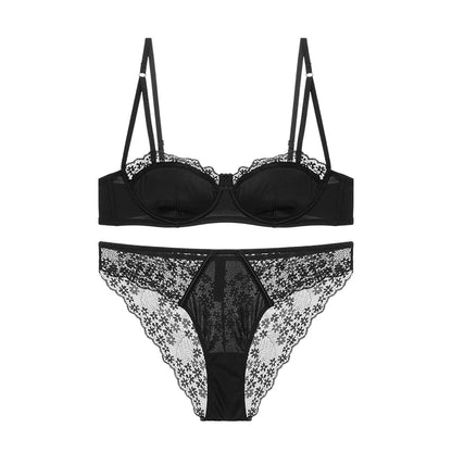 Ensemble de soutien-gorge Ultra-fin en dentelle, sous-vêtements d'épissure en Satin de soie française