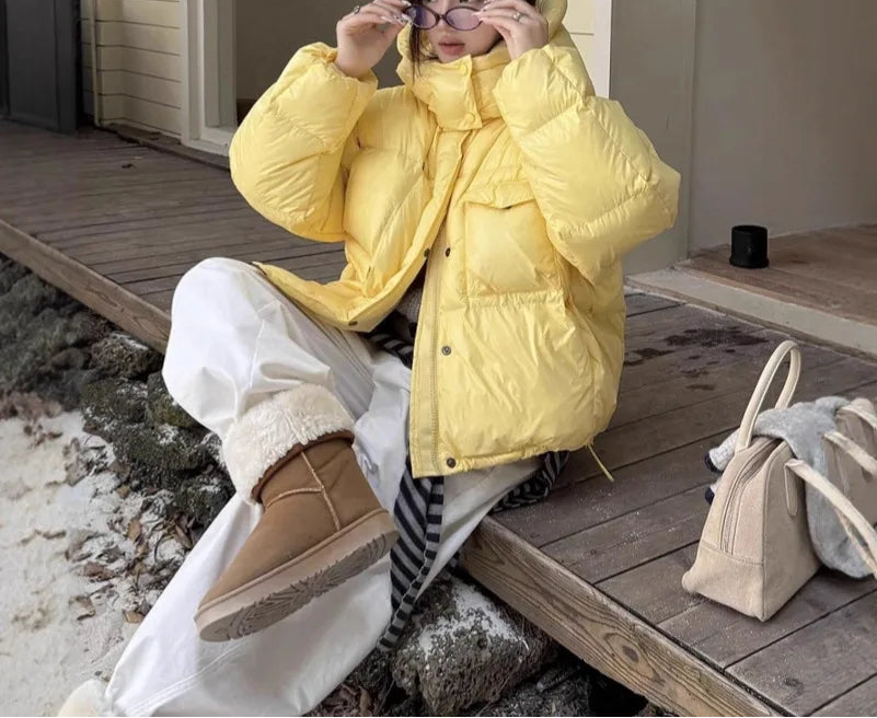 Doudoune courte polyvalente à capuche pour femme