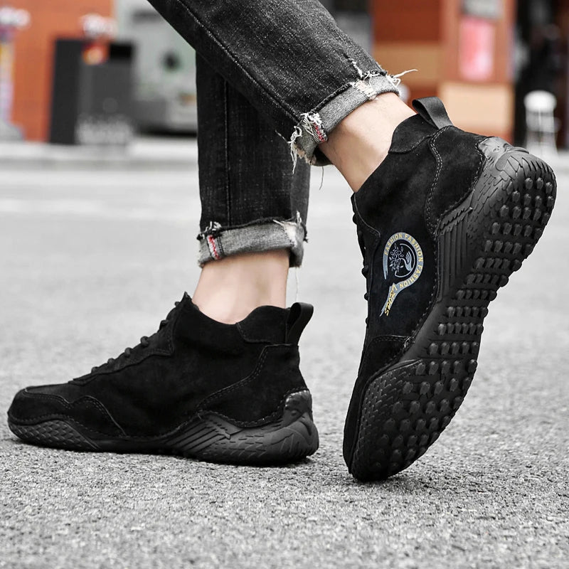 Baskets montantes en cuir souple pour hommes