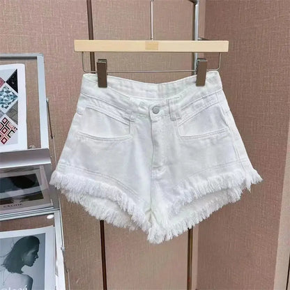 Short ample à franges en patchwork pour femme