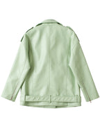 Veste avec ceinture ample fermeture éclair en Faux cuir pour femmes