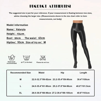 Leggings taille haute brillants de couleur unie pour femmes