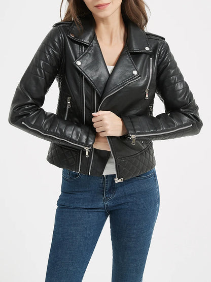 veste en simili cuir pour femmes