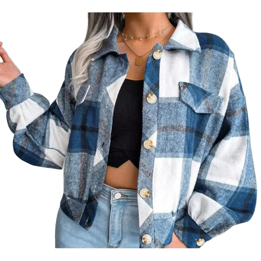 Veste en laine à carreaux pour femmes