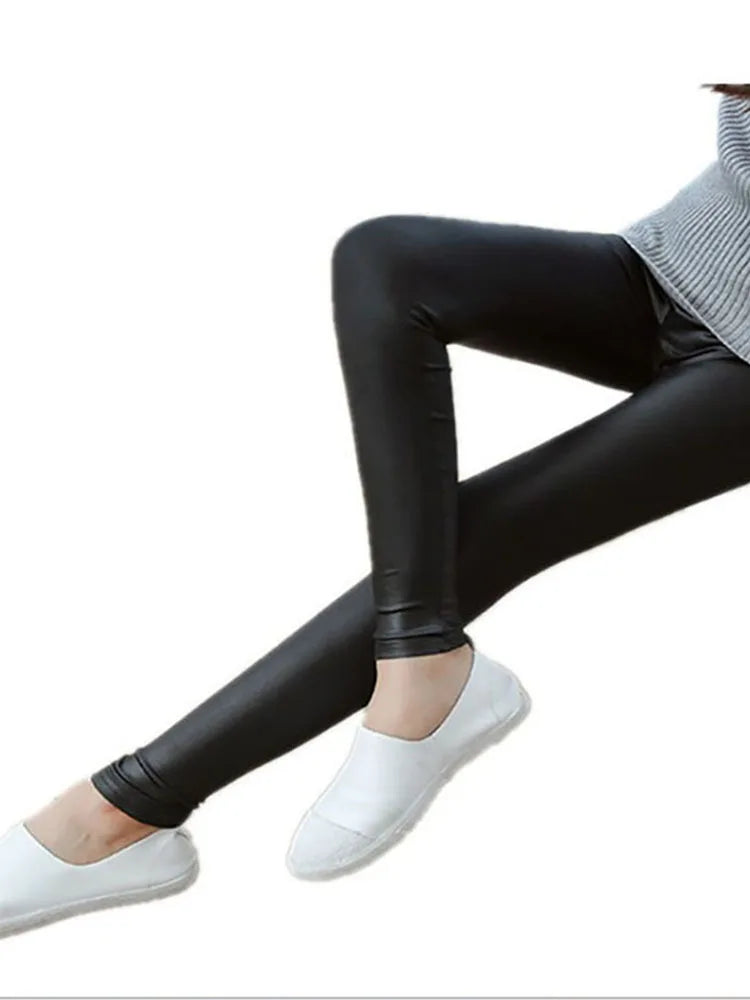 Leggings Gothiques en Faux Cuir pour Femme, Pantalon Crayon Slim, Velours