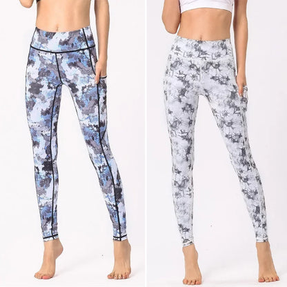 Pantalon de yoga Cloud Hide pour femme, legging de sport camouflage,