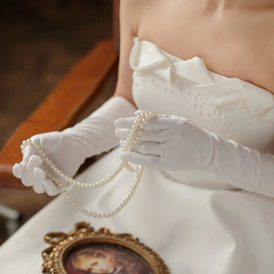 Gants de mariée Gants Élégants en Satin pour Mariage, Longs et Blancs