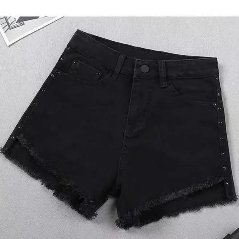 Short en jean noir pour femme