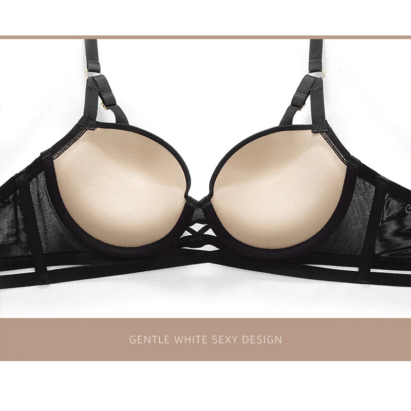 Ensemble de soutien-gorge Bralette à bandes fines pour femmes, Lingerie Sexy, sous-vêtements français, Push up, couleur Pure