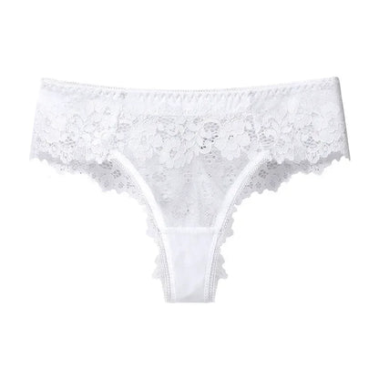 String en dentelle pour femme, taille basse, sous-vêtement transparent