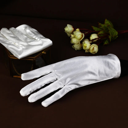 Gants de mariée en Satin pour femmes, Simple, noir et blanc