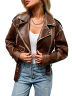 Veste vintage avec ceinture en similicuir pour femme