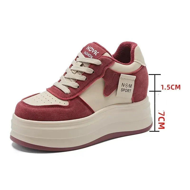 Basket à plateforme en daim de vache pour femme