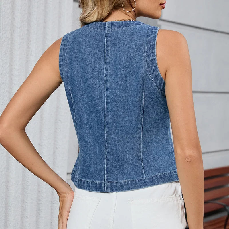 Vestes en jeans sans manches pour femmes