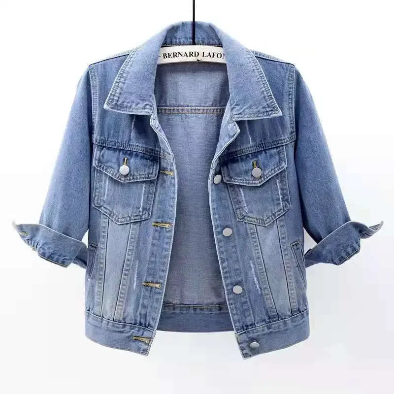 Veste en jean à manches trois-quarts pour femme