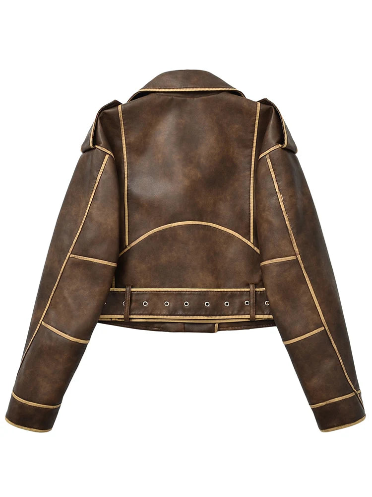 Veste en faux cuir pour femmes