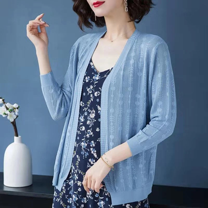 Cardigan tricoté multicolore surdimensionné à manches longues pour femmes