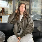 Blouson court en similicuir PU femme