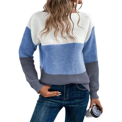 Pull rayé sexy col bateau pour femmes