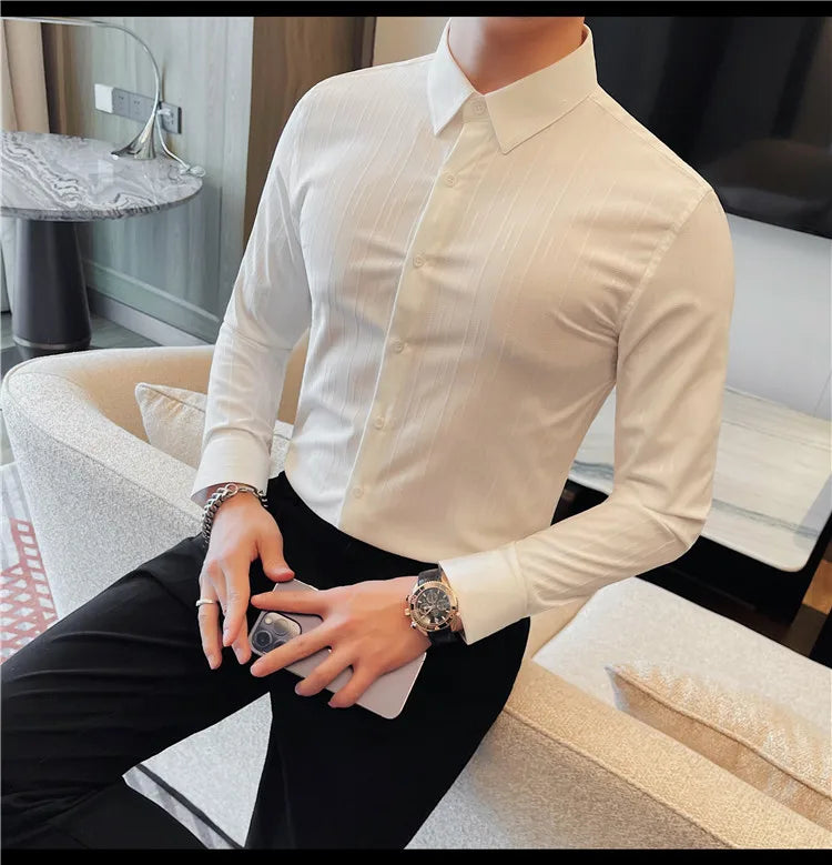 Chemises rayées à manches longues pour hommes