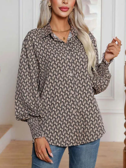 Chemise à simple boutonnage pour femme, chemise couvertes géométrique